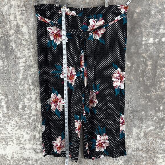 NEW Primark Size 16 Cropped Floral Print Polka Dot Belt Pants Casual NWT - Picture 2 of 10